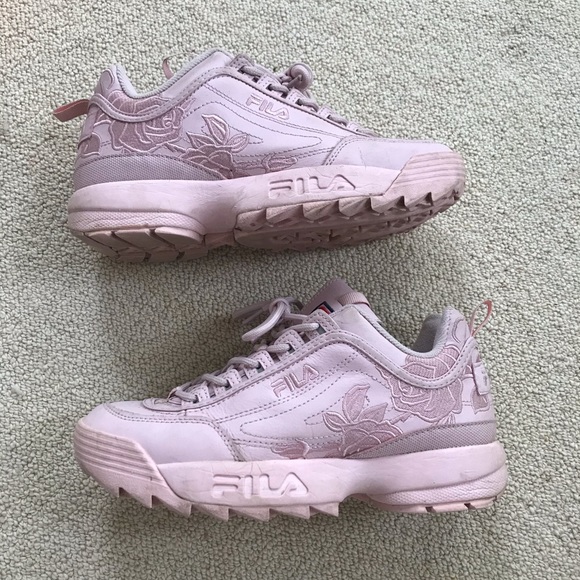 pink embroidered fila
